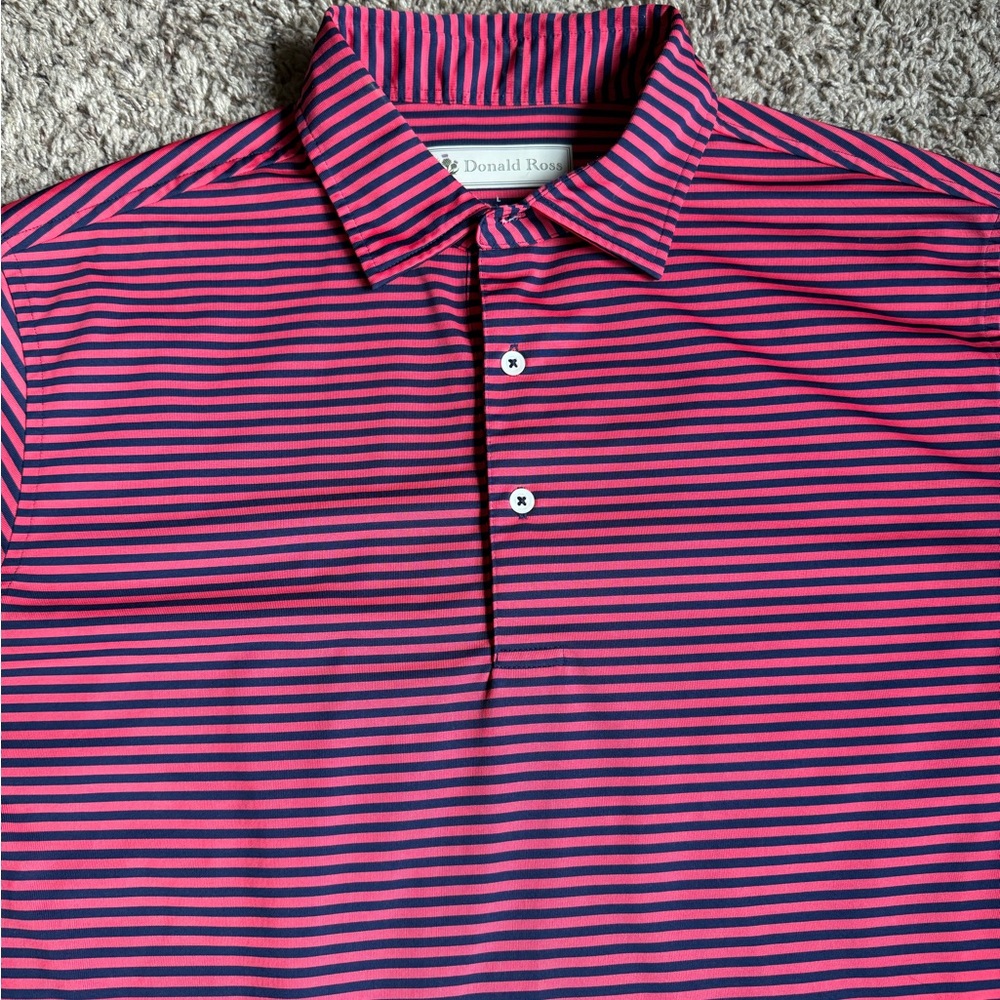 Donald Ross Golf Polo Shirt Large Stripes Minikahda Club Minneapolis Pink